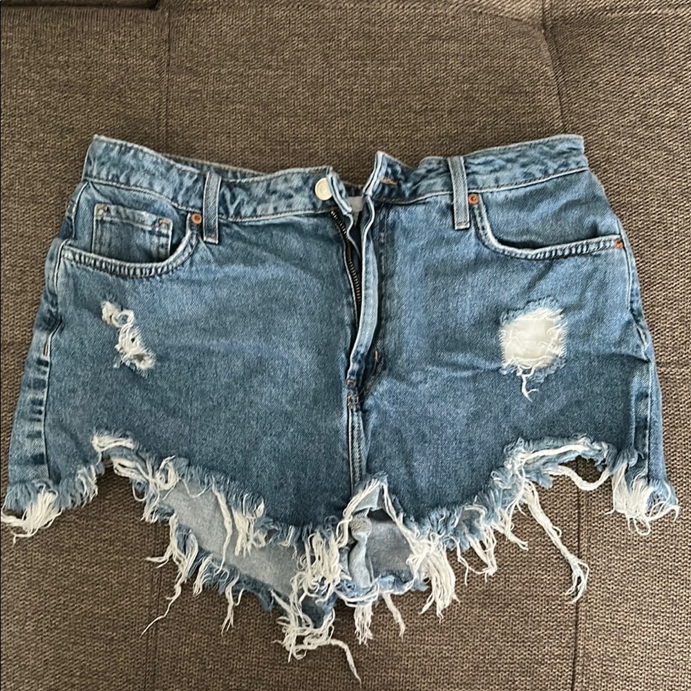 Forever 21 Blue Distressed Jean Shorts